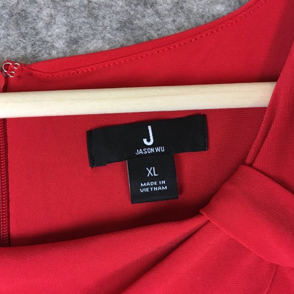 J Jason Wu Jumpsuit XL Solid Red Sleeveless City Knit Pockets Wide Leg Ruched - Picture 8 of 16